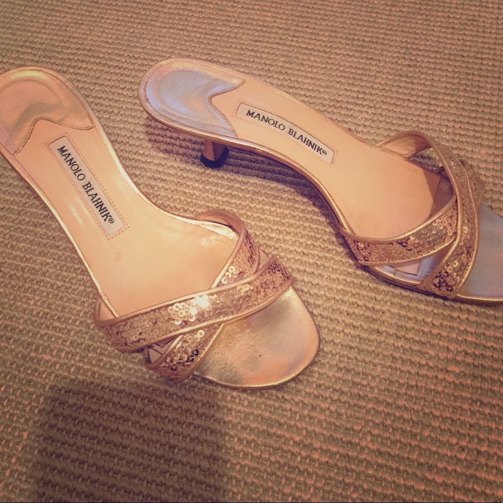 Dazzling Manolo Blahnik mules.