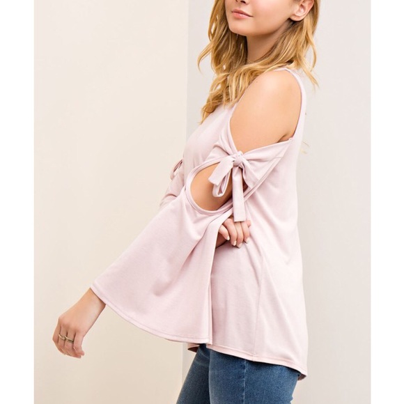 xx Cold Shoulder Tie Sleeve Top - Picture 2 of 3