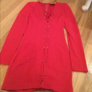 Hot Red lace up dress