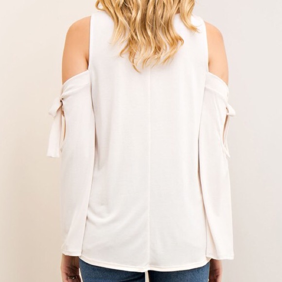 1DAYSALE Cold Shoulder Tie Sleeve Top - Picture 2 of 2