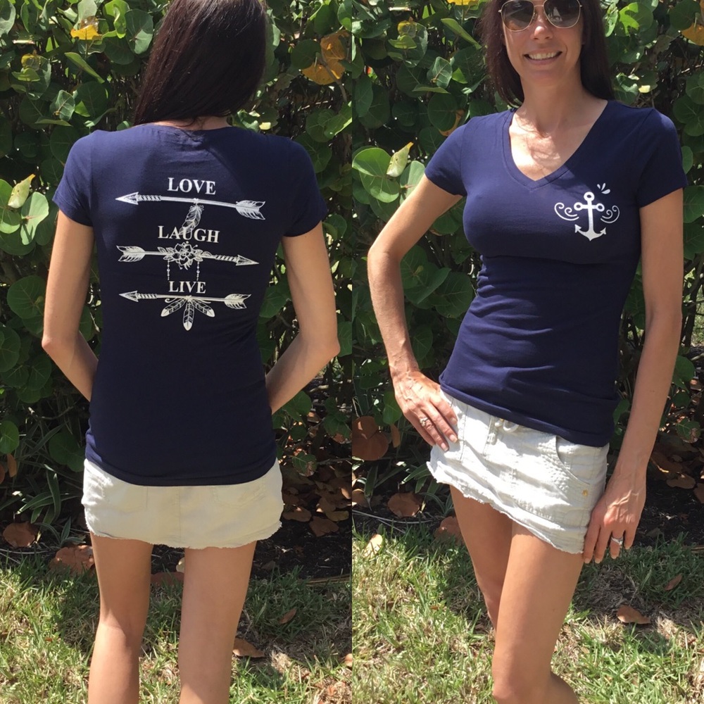 Small Only!  Navy Anchor Tee - Picture 2 of 4