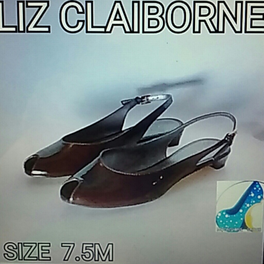 Brown patent Slingbacks peep toe 1" heels