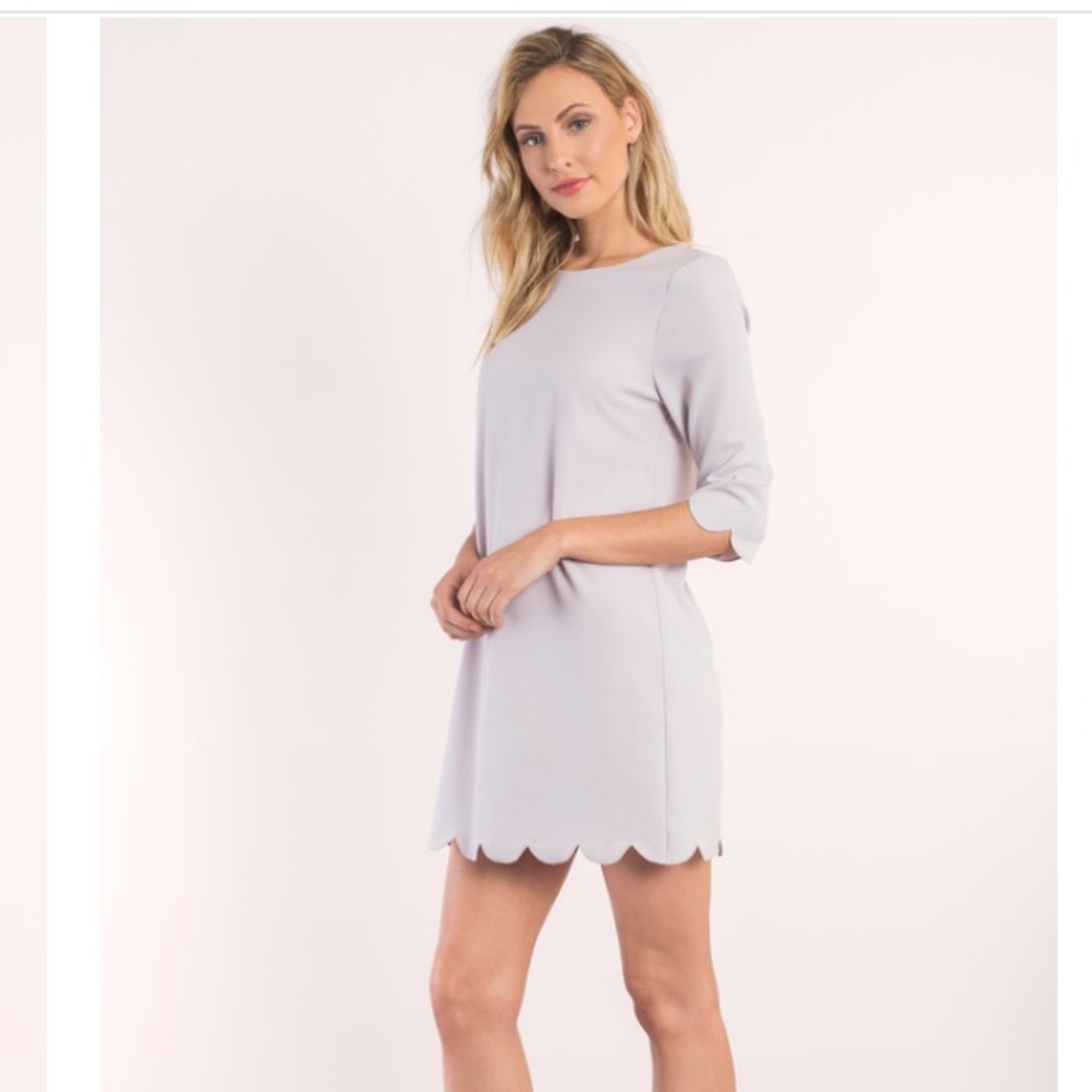 Tobi Sweetly Scalloped Shift Dress in Lavender