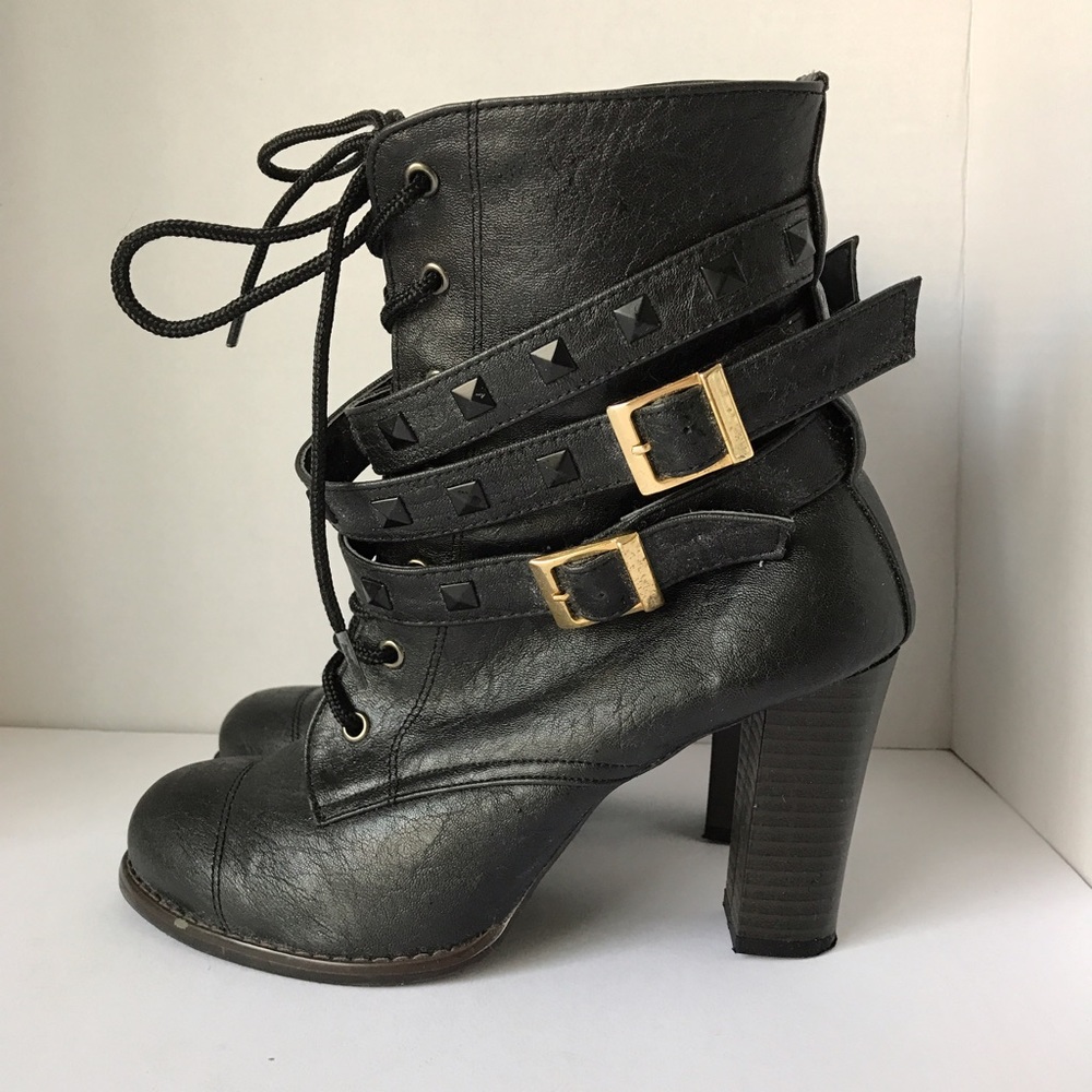Black Lace Up Ankle Boots