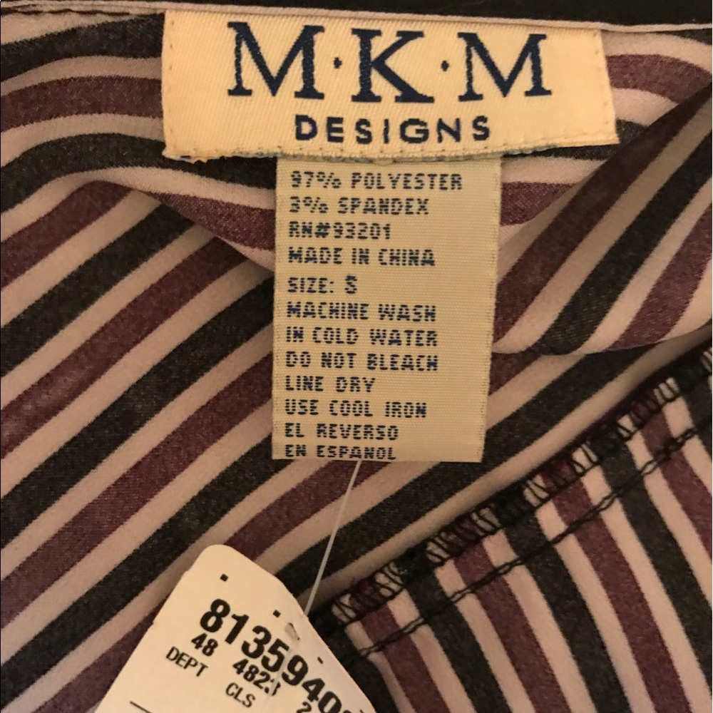 Nwt Blk/Cream/Wine Color Button Blouse - image 5