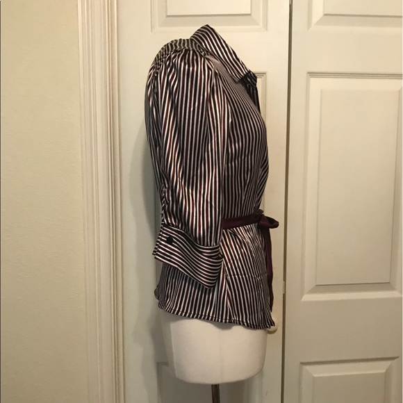 NWT blk/cream/wine color button blouse - Picture 3 of 8
