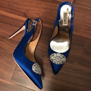 Badgley Mischka Sansa Crystal Slingback Blue satin