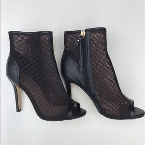 Open toe heeled mesh boots