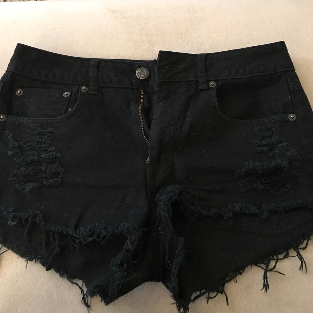 Black high waisted festival shorties