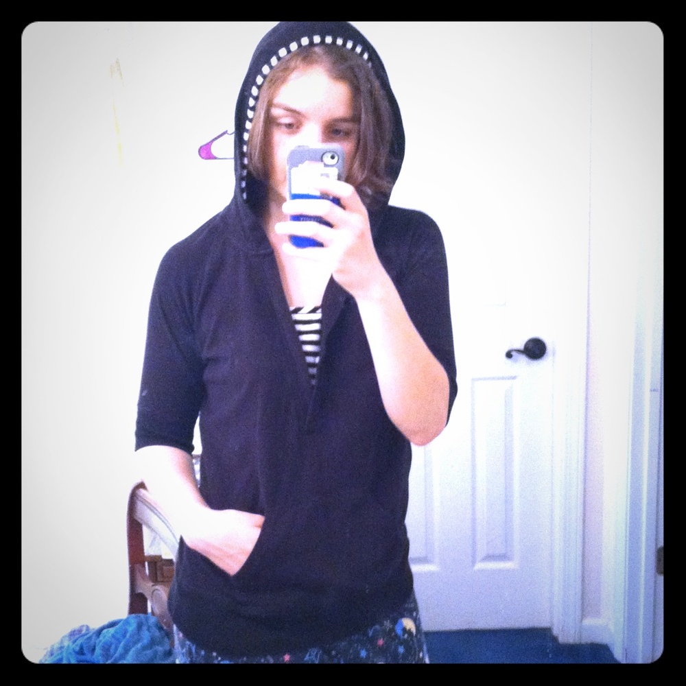 ❤️BLACK NAUTICAL SUMMER 1/2 SLEEVE HOODIE❤️