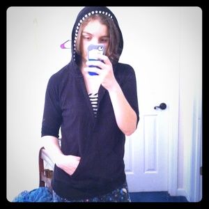 ❤️BLACK NAUTICAL SUMMER 1/2 SLEEVE HOODIE❤️