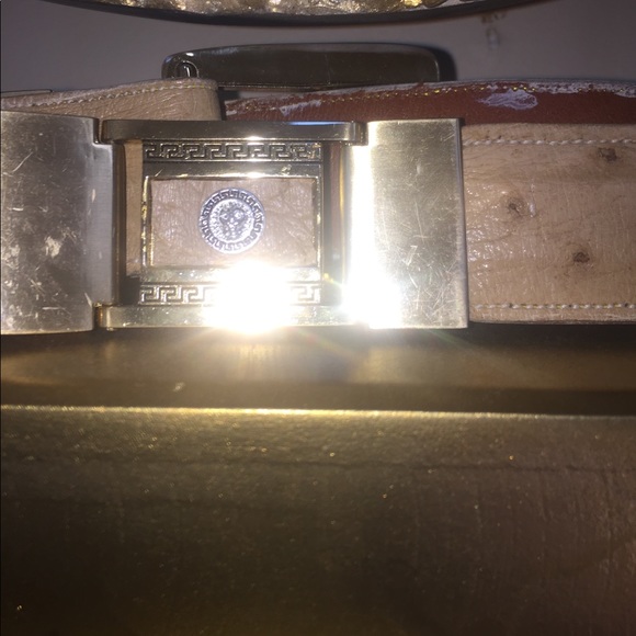 Exclusive ostrich skin Versace belt main image 7