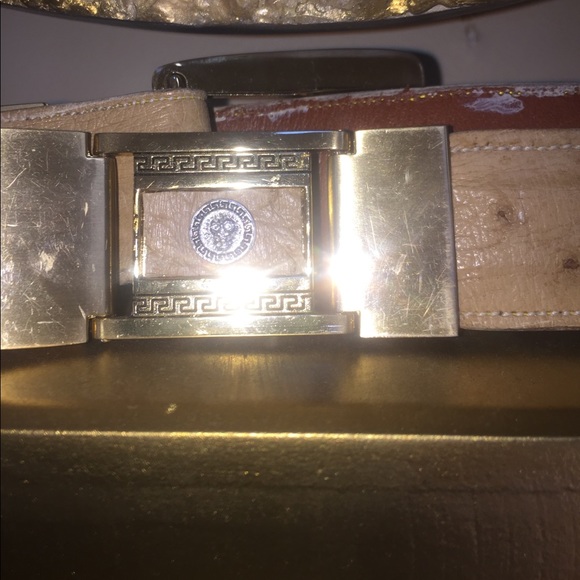 Exclusive ostrich skin Versace belt main image 8