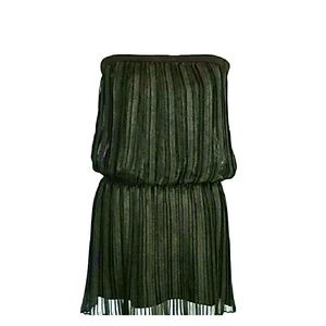 BCBG Black/Metallic Pleated Dress