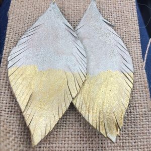 Leather feather earrings
