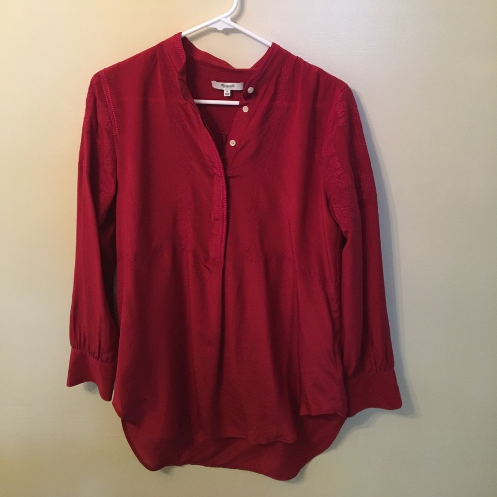 Madewell Red 100% Silk Top