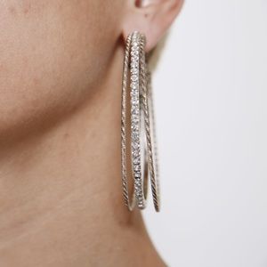 Large silver hoops with rhinestone detailing
