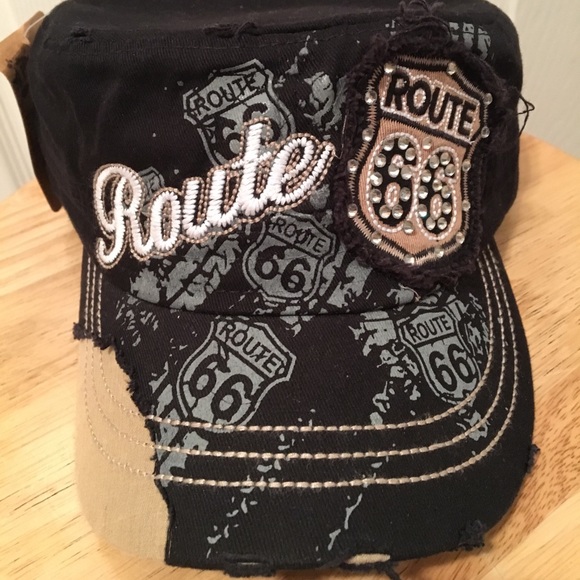leader Accessories - Black & tan "Route 66" cadet hat