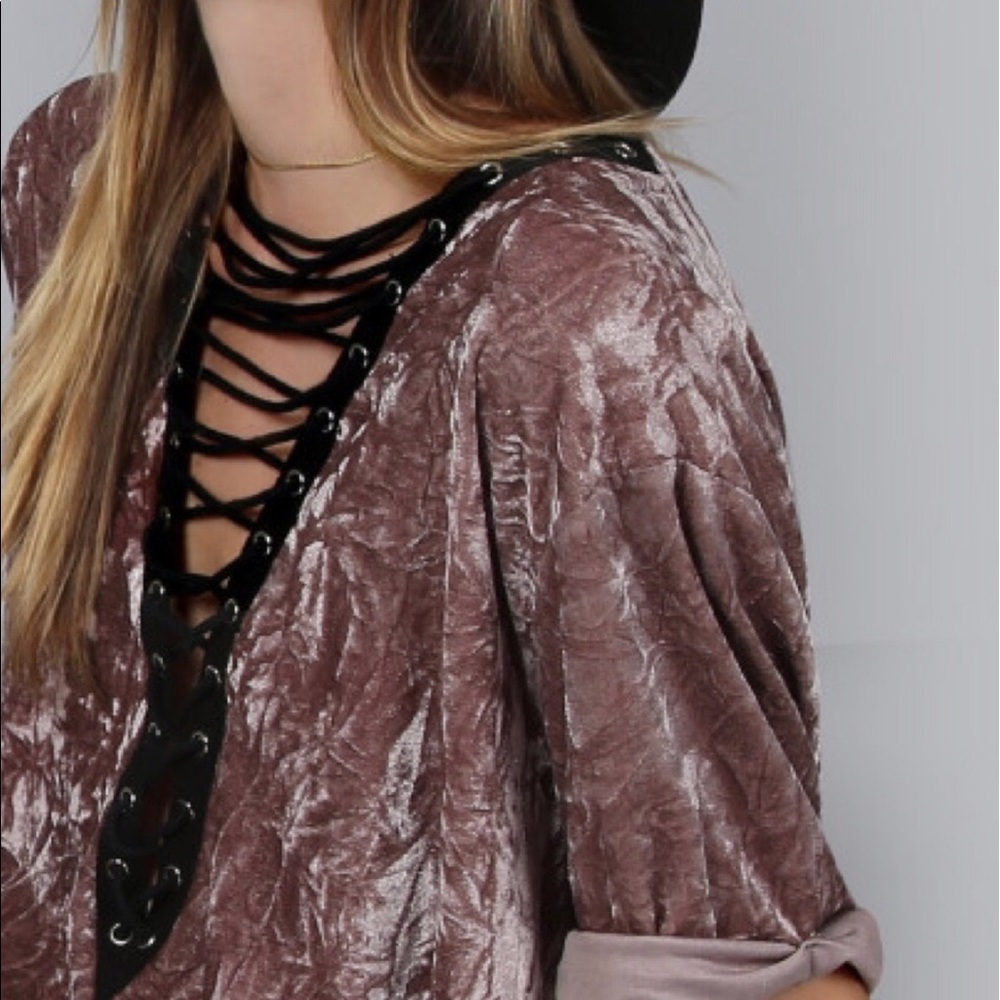 Crushed Velvet Casual Boho Mini Dress NWT - Picture 4 of 7