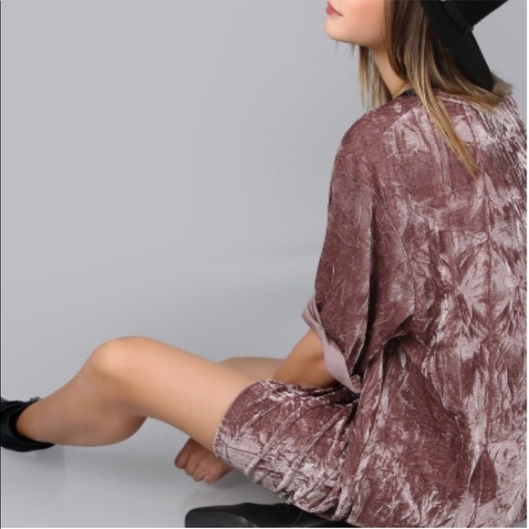 Crushed Velvet Casual Boho Mini Dress NWT - Picture 3 of 7