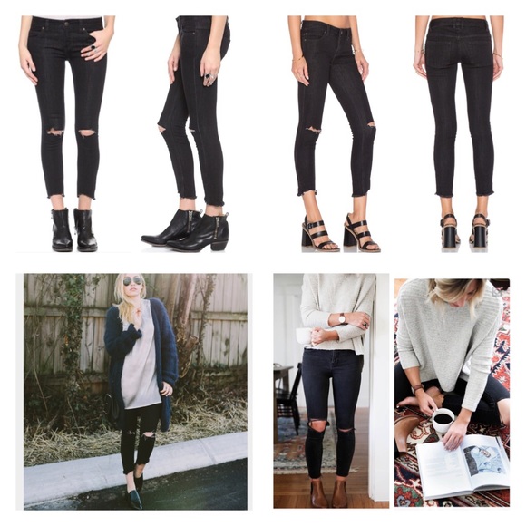 Free People  Black Destroyed Skinny Jeans.  NWT. - Picture 2 of 4