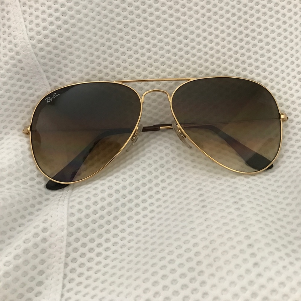 Ray-Ban Aviator Sunglasses Gold Brown Gradient HP - Picture 6 of 8
