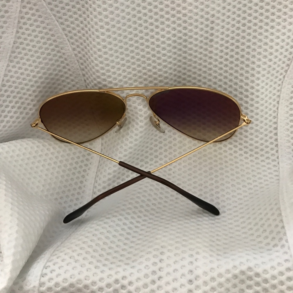 Ray-Ban Aviator Sunglasses Gold Brown Gradient HP - Picture 8 of 8
