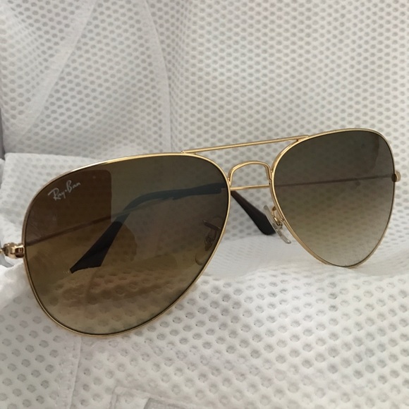 Ray-Ban Aviator Sunglasses Gold Brown Gradient HP - Picture 7 of 8