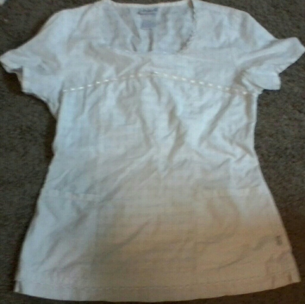 White scrub top with a pretty lace!