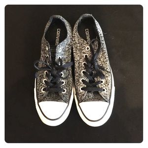 Black Converse w/ Reflective Animal Print