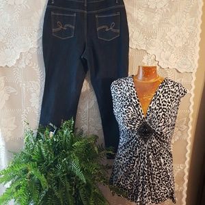 So cute!! 2Pc Plus size bundle jeans  18p & top 3x