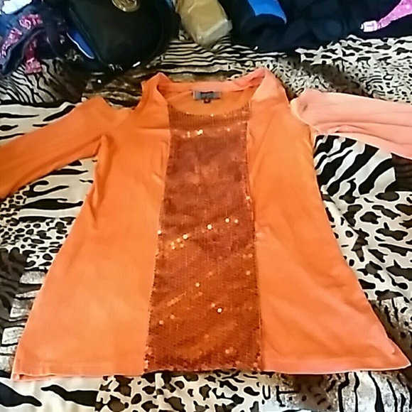 Orange small sequence casual blouse - Picture 3 of 3