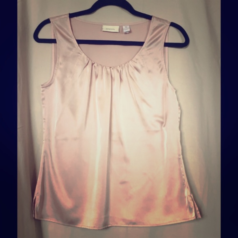 Silky Pale Pink Sleeveless Blouse