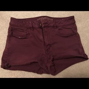 Maroon hi-rise shorts