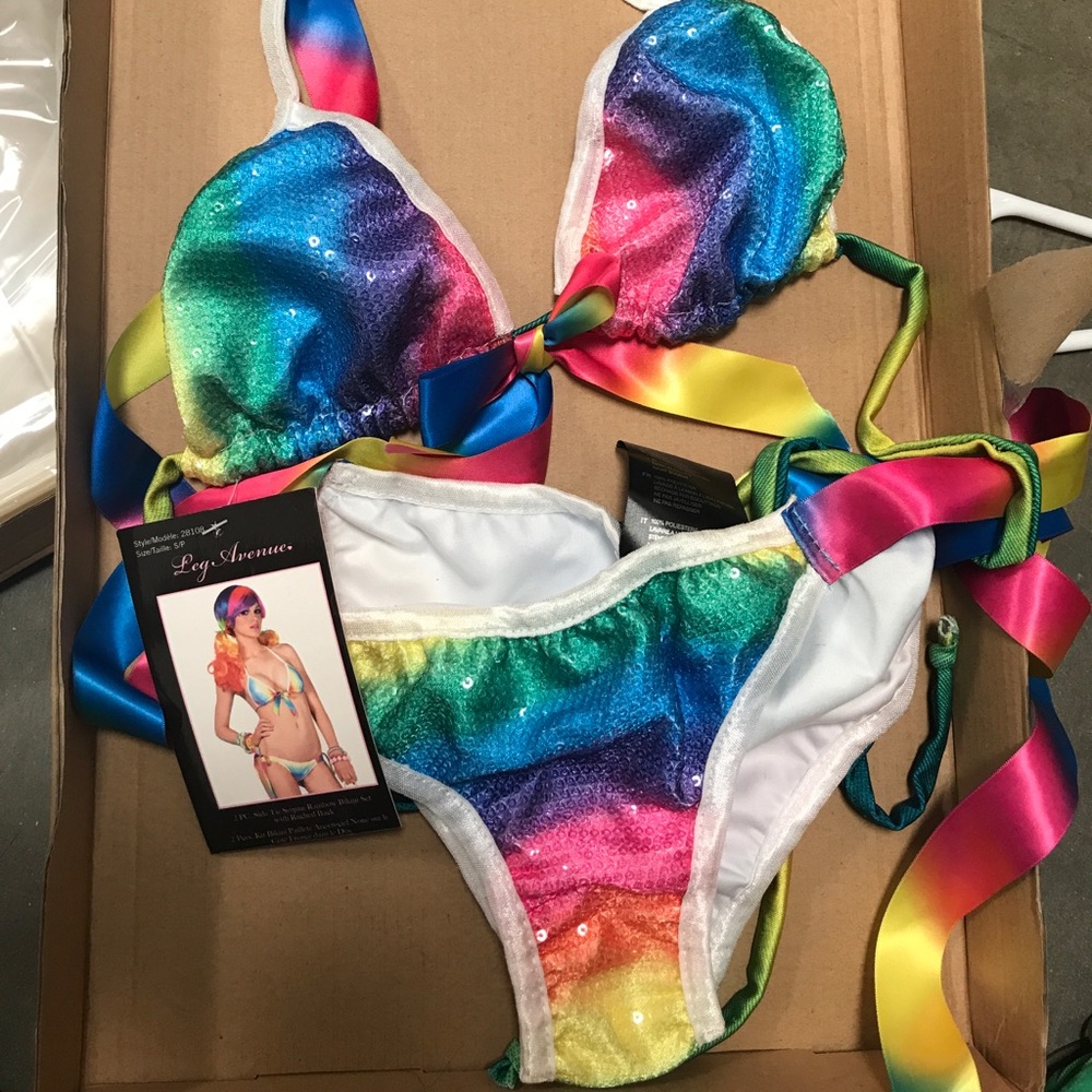Leg Avenue 2 Piece Side Tie Sequin Bikini Set