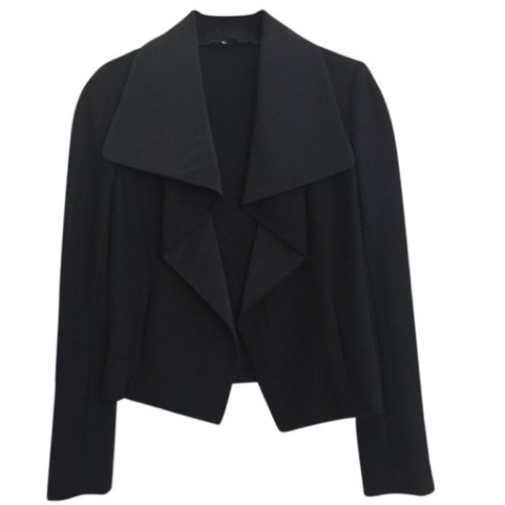 Anne Taylor Petite drape front black blazer