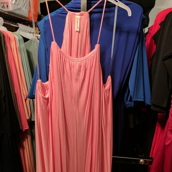 Drape Spaghetti Strap Maxi Dress Peach - Picture 3 of 4