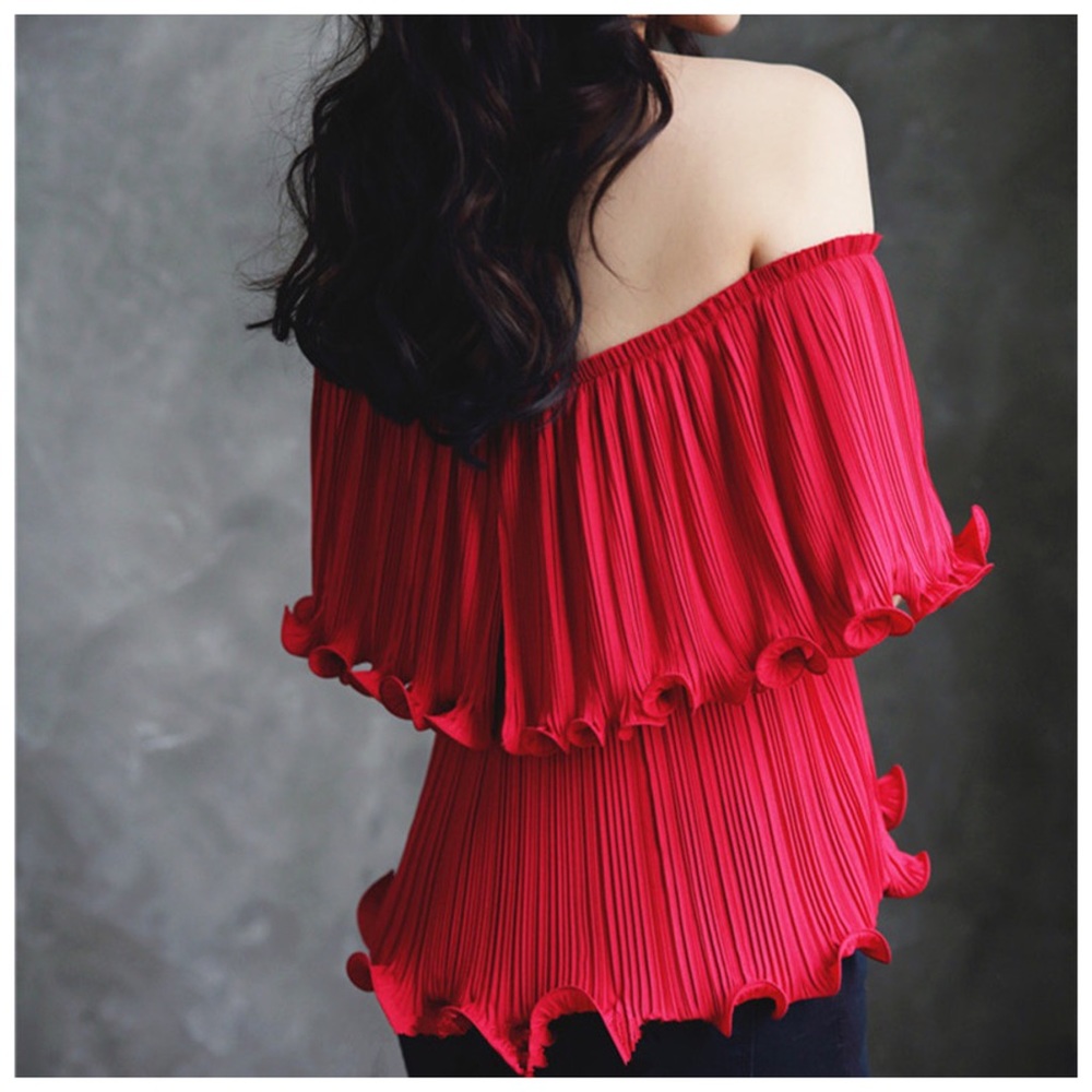 ‼️PRICE FIRM LAST CALL Off The Shoulder Ruffle Top - Picture 3 of 5