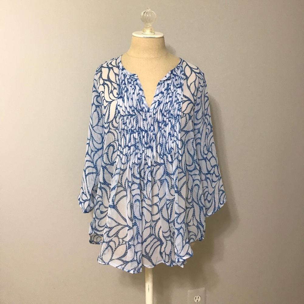 Sheer Blue & White Tunic