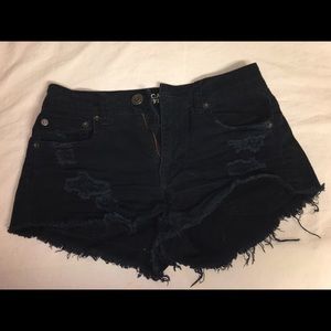 Black high wasted distressed shorts