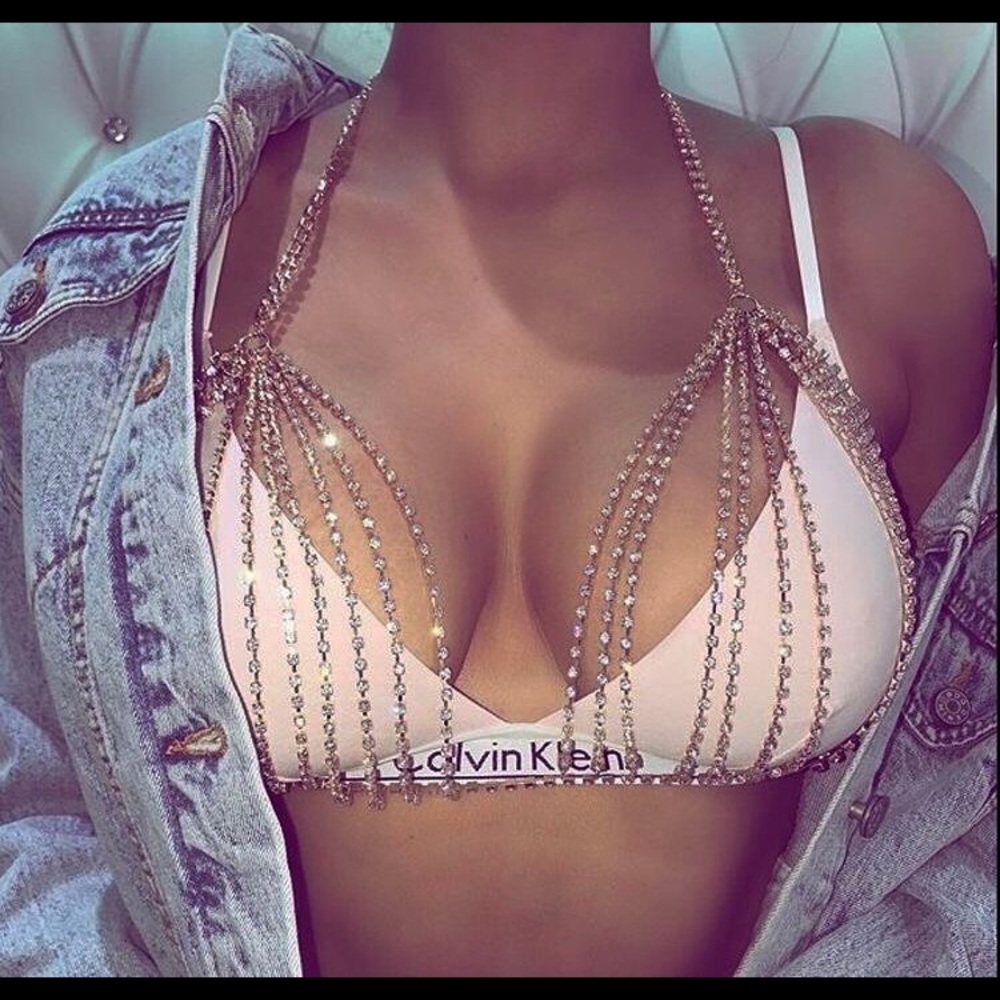 Crystal chain bra