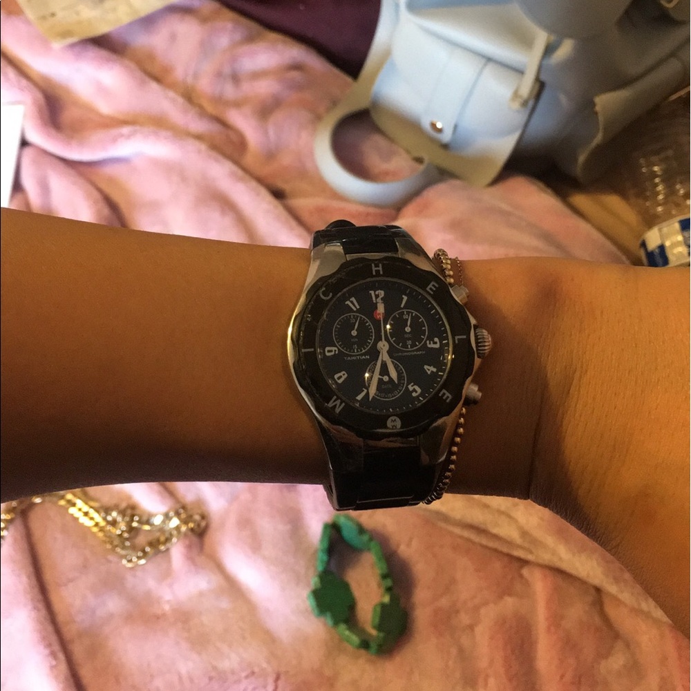 Michele chronograph silicone band watch