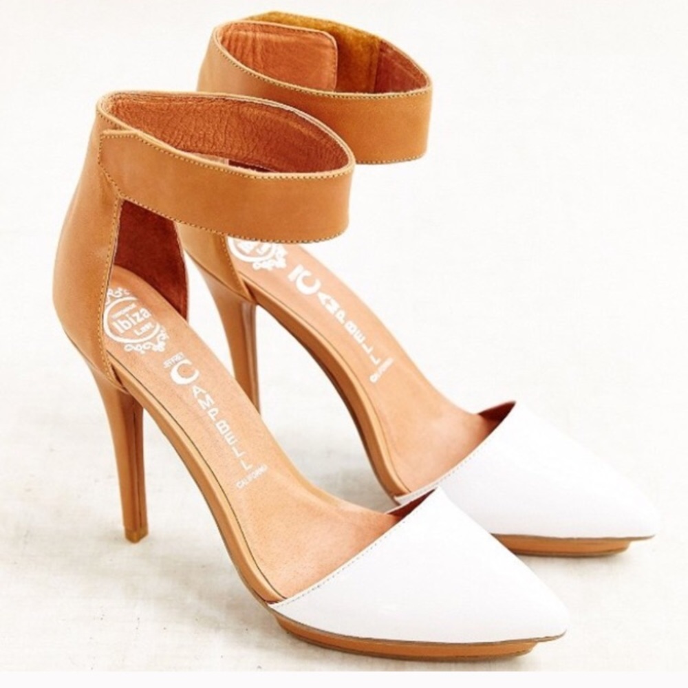 Jeffrey Campbell solitaire white nude heels