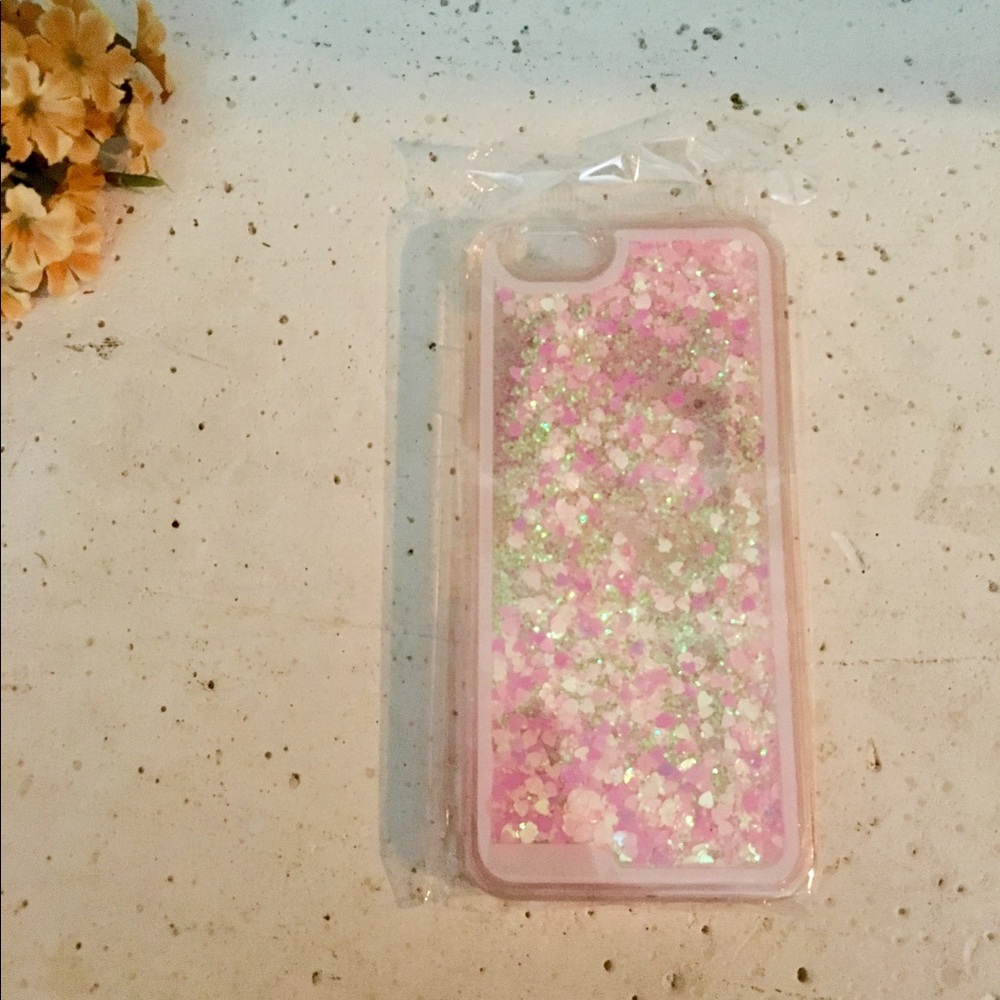 Pink 💕 Glitter Liquid Waterfall Case! NWOT