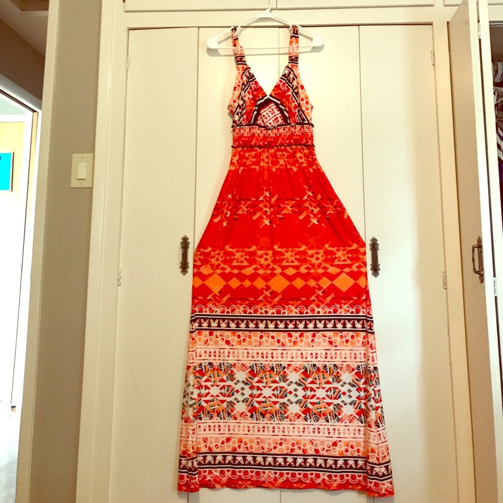 Maxi dress black/orange size Large