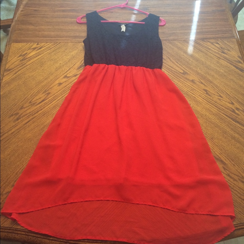 Black and red hi/low dress
