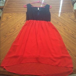 Black and red hi/low dress