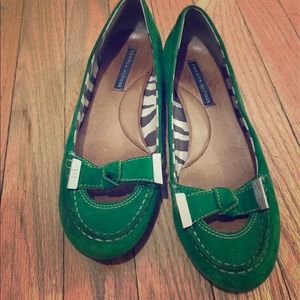 Green suede Hilfiger flats