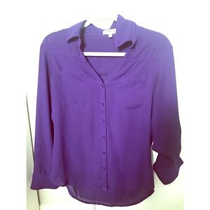 Express Purple Original Fit Portofino Shirt