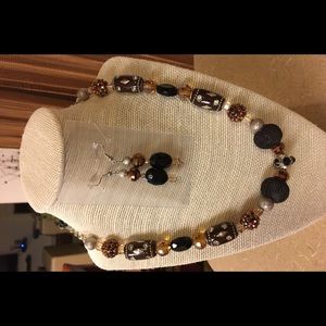 Beaded necklace and earrings